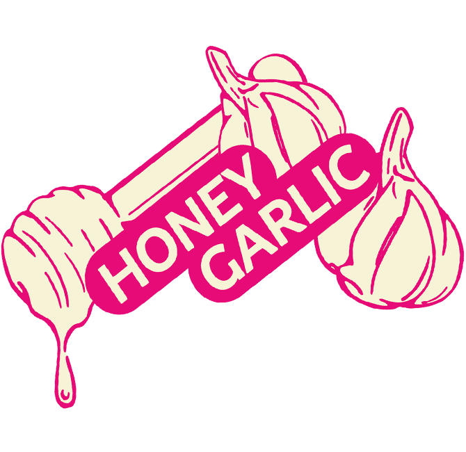 Honey Garlic chicken flavor icon at Kung Fu Chicken Miami. A sweet, savory Asian delight with a honey dipper.