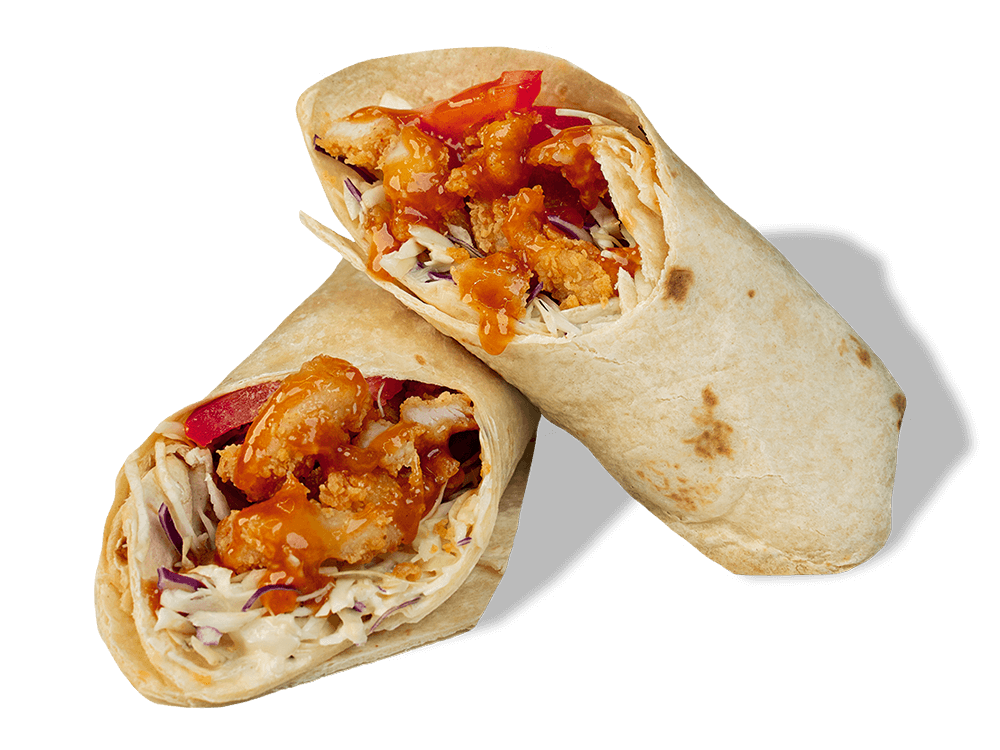 Taste Kung Fu Chicken's Honey Garlic Wrap in Miami! Crispy Asian chicken, sweet honey garlic glaze, and fresh Asian slaw.