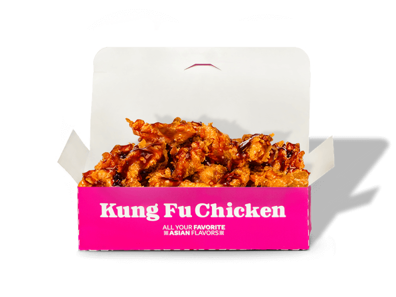 Kung Fu Chicken's Sweet Sriracha Finger Box: crispy Asian chicken fingers tossed in bold sweet sriracha sauce. Perfect Miami meal!
