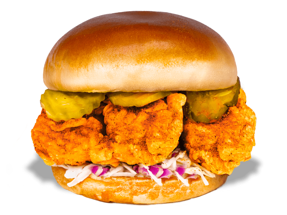 Experience the bold Szechuan fried chicken sandwich from Kung Fu Chicken, a Miami favorite with crispy chicken and fresh slaw.